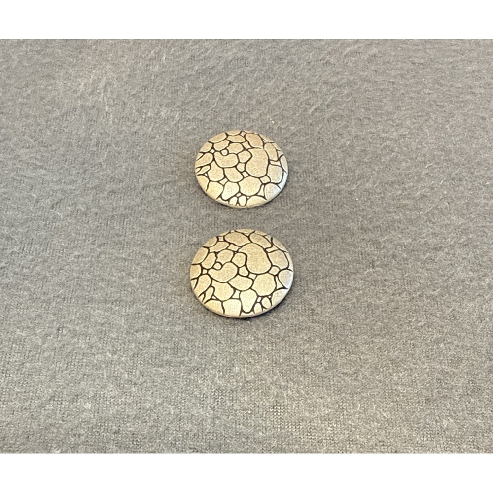 Vintage Brushed Silver "Pebble Mosaic" Shank Buttons - Set of 2